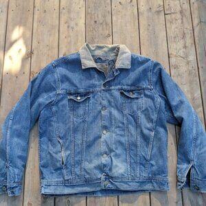 Vintage Denver Hayes Blanket Lined Denim Jean Jacket Distressed Size 44T
